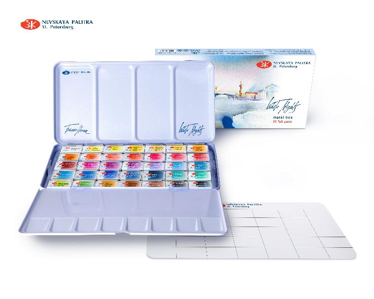 Watercolour set White Nights 35 full pans, metal box