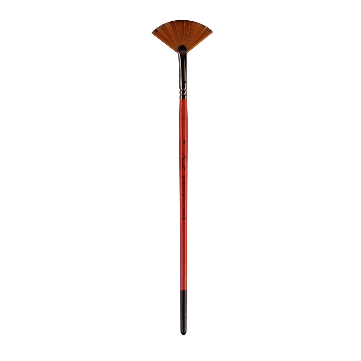 Synthetic "Sonnet" fan brush with a short lacquered handle, two-tone