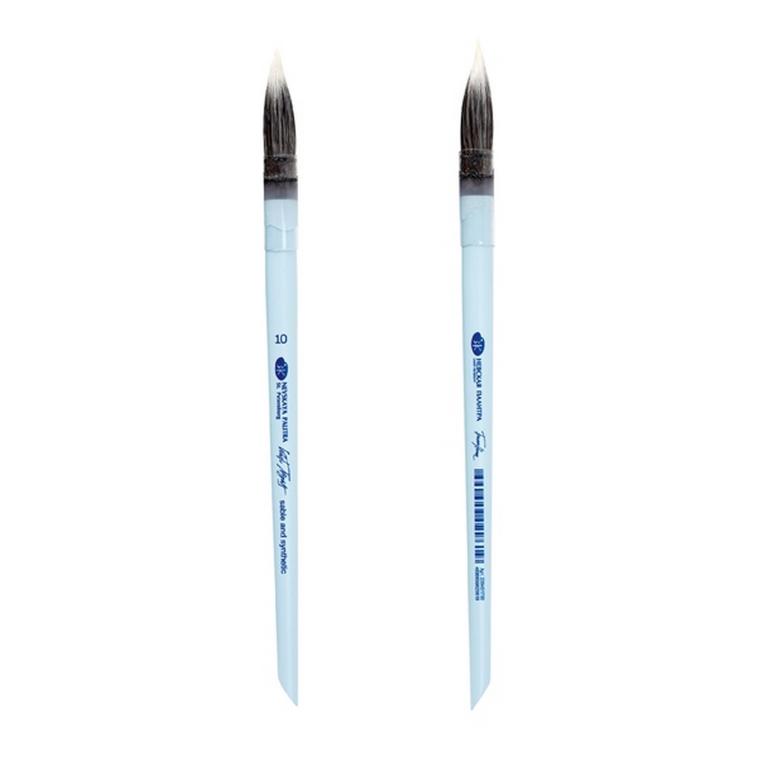 Sable and white Synthetic brush White Nights, round, short handle No. 10