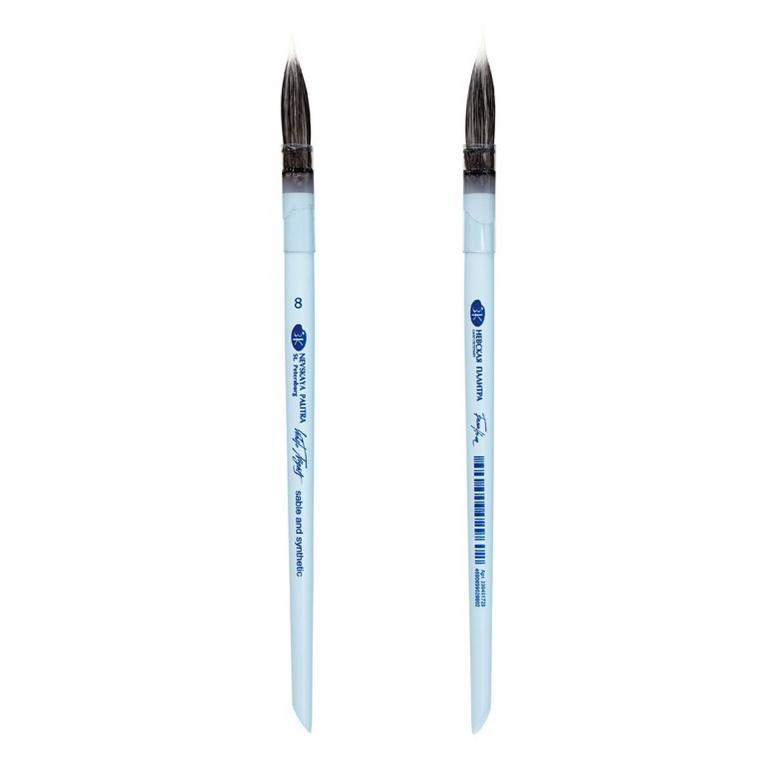 Sable and white Synthetic brush White Nights, round, short handle No. 8