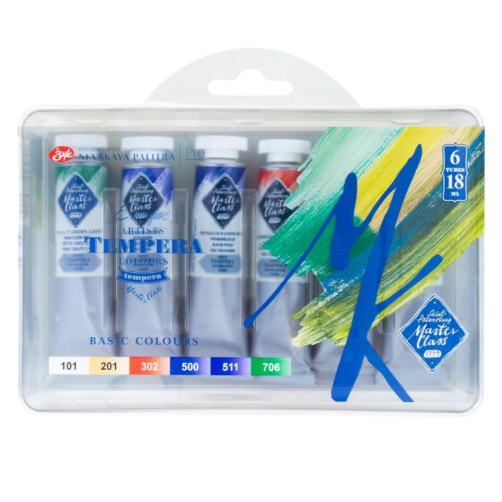 Set tempera paints "Master Class", 6 colours in 18 ml tubes “Basic colours”