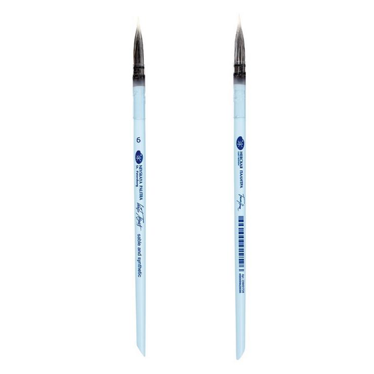 Sable and white Synthetic brush White Nights, round, short handle No. 6
