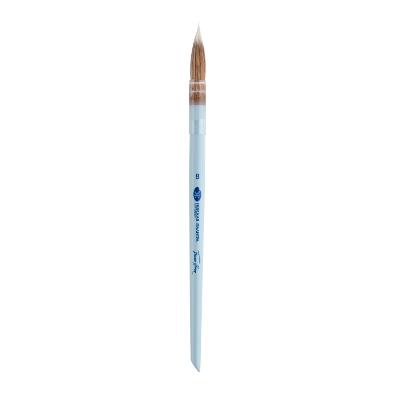 Kolinsky sable and white Synthetic brush White Nights, round, short handle, №8