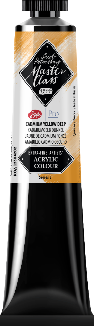 Acrylic colour Master Class, Cadmium yellow deep, tube. № 202