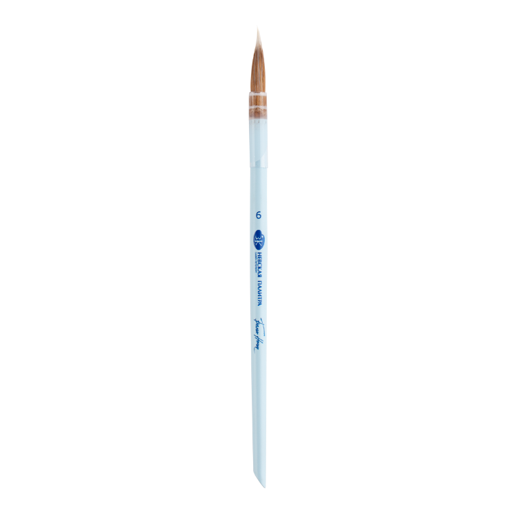 Kolinsky sable and white Synthetic brush White Nights, round, short handle, №6
